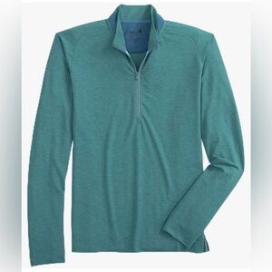johnnie-O Brewer Performance 1/4 Zip pullover shirt top teal Green grass large